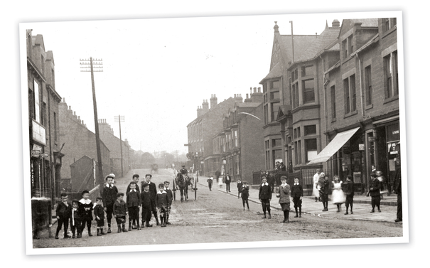 Barnsley Road c1900. The Ardsley Working Men's Club is on the right of the photograph. The houses on the left have all gone.