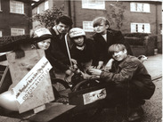 A home made 'flying machine' with its engineers Stan Bulmer Jr, Charles Hemingway, unknown, John Sagar and Chris Wike, in around June 1965 - Courtesy of Charles Hemingway